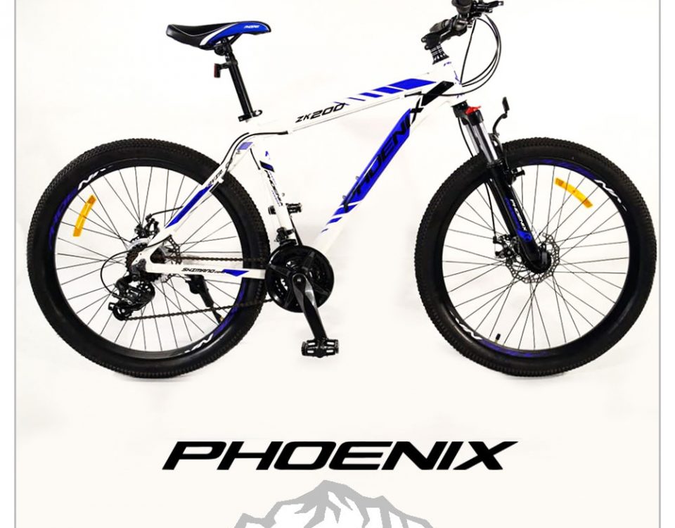 دوچرخه phoenix فونیکس ۲۶ اینچ ، ۲۱ دنده لوازم شیمانو اصلی مدل phoenix zk200 رنگ سفید آبی