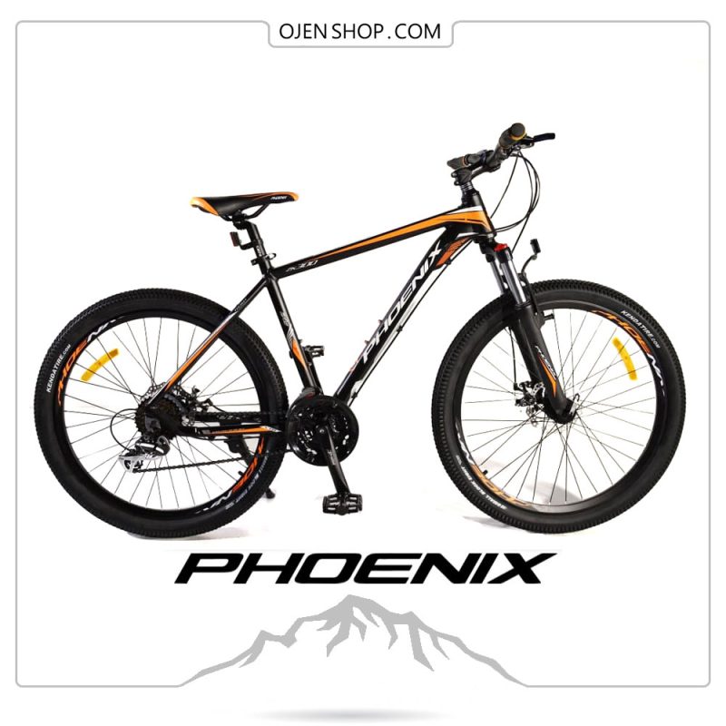 دوچرخه phoenix فونیکس ۲۶ اینچ ، ۲۱ دنده لوازم شیمانو اصلی مدل phoenix zk300 رنگ مشکی نارنجی