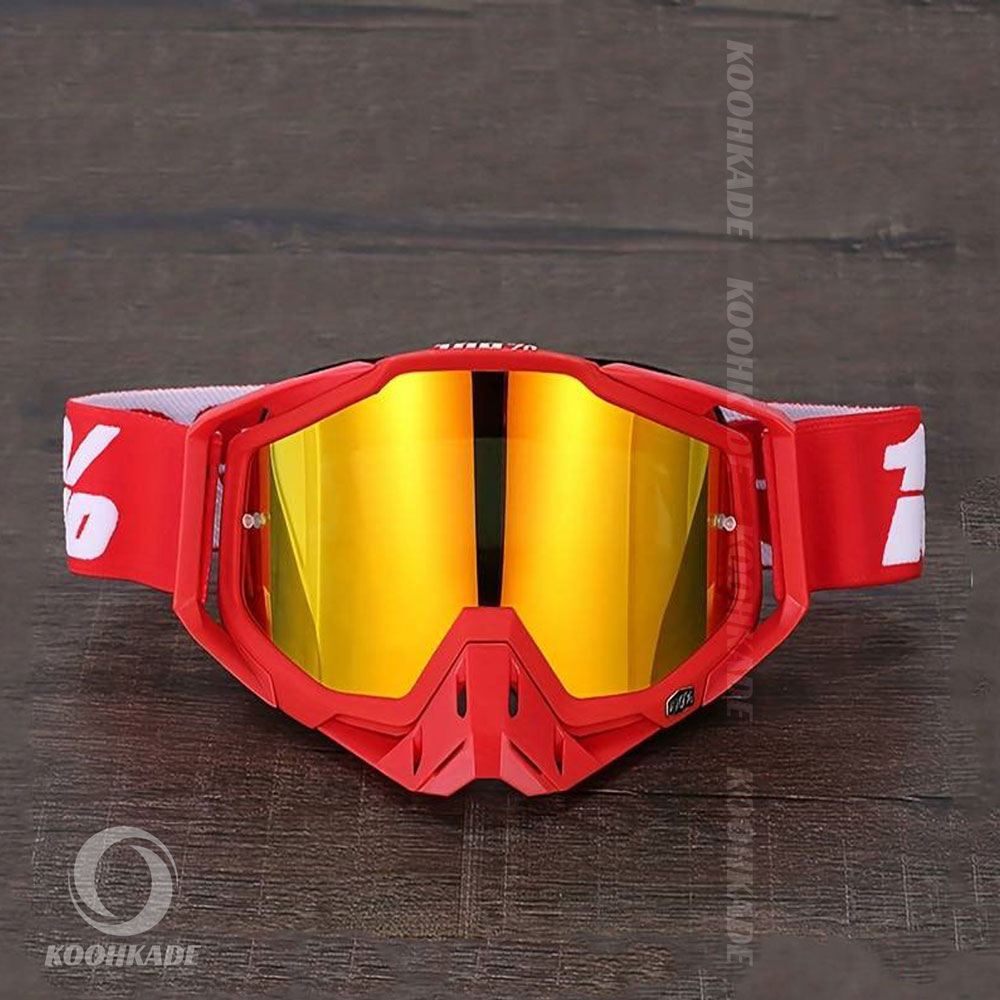 عینک طوفان و اسکی 100% فريم قرمز لنز نارنجي RACECRAFT