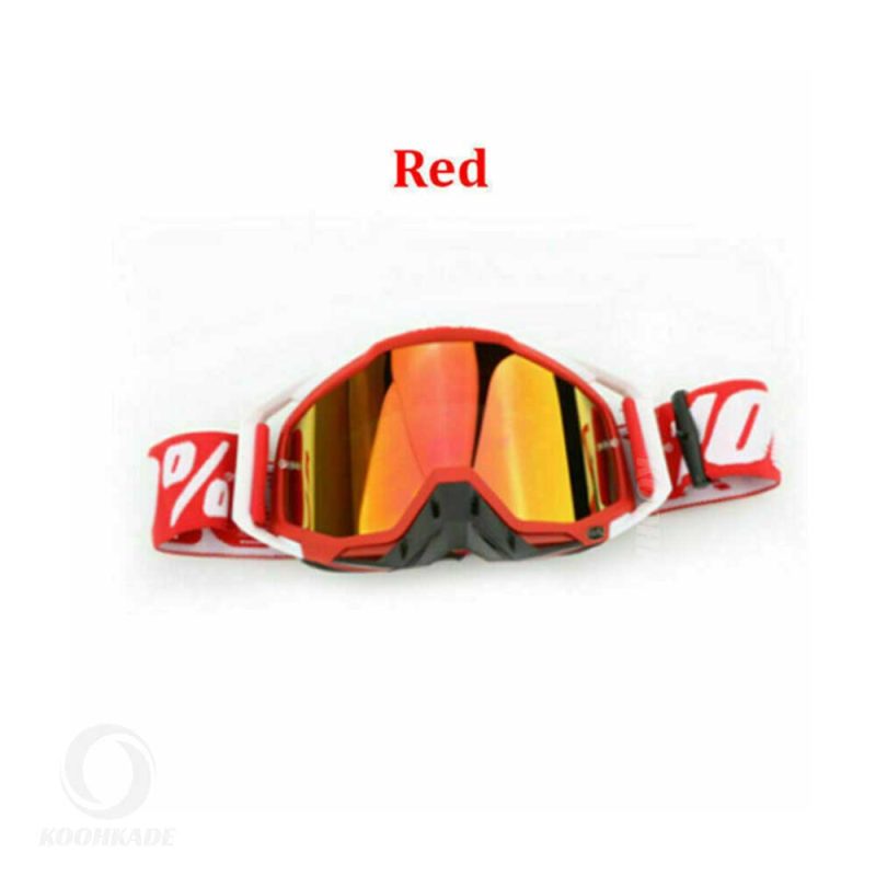 عینک طوفان و اسکی 100% فریم قرمز سفید مشکی لنز نارنجی RACECRAFT