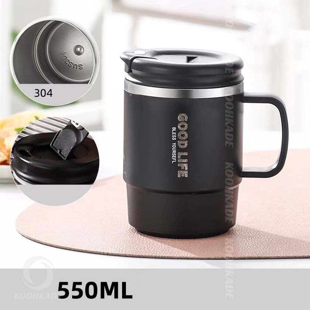 تراول ماگ GOOD LIFE مدل 550ML | خرید تراول ماگ گود لایف | قیمت تراول ماگ 550 میلی لیتری | خرید تراول ماگ نیم لیتری | تراول ماگ دیجی کالا | خرید تراول ماگ | تراول ماگ دسته دار | تراول ماگ با قاشق | کوهکده
