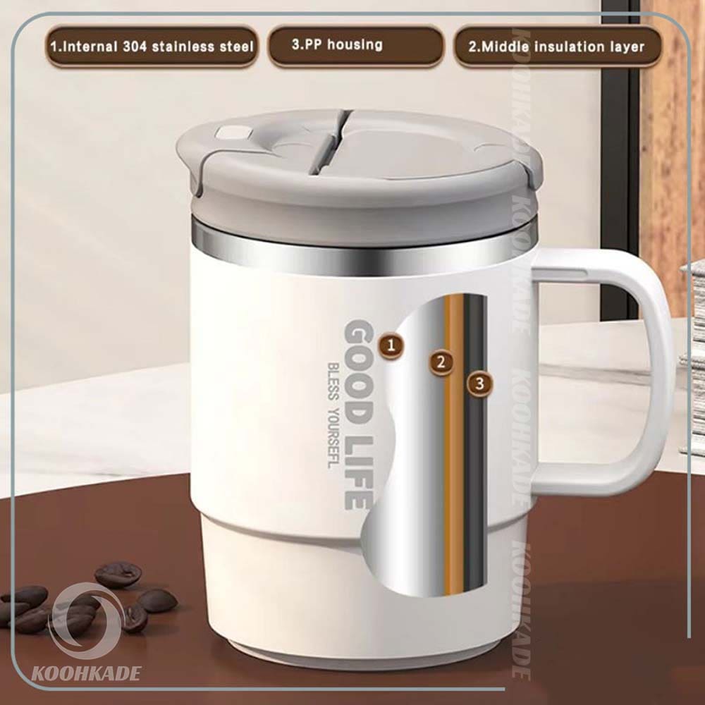 تراول ماگ GOOD LIFE مدل 550ML | خرید تراول ماگ گود لایف | قیمت تراول ماگ 550 میلی لیتری | خرید تراول ماگ نیم لیتری | تراول ماگ دیجی کالا | خرید تراول ماگ | تراول ماگ دسته دار | تراول ماگ با قاشق | کوهکده
