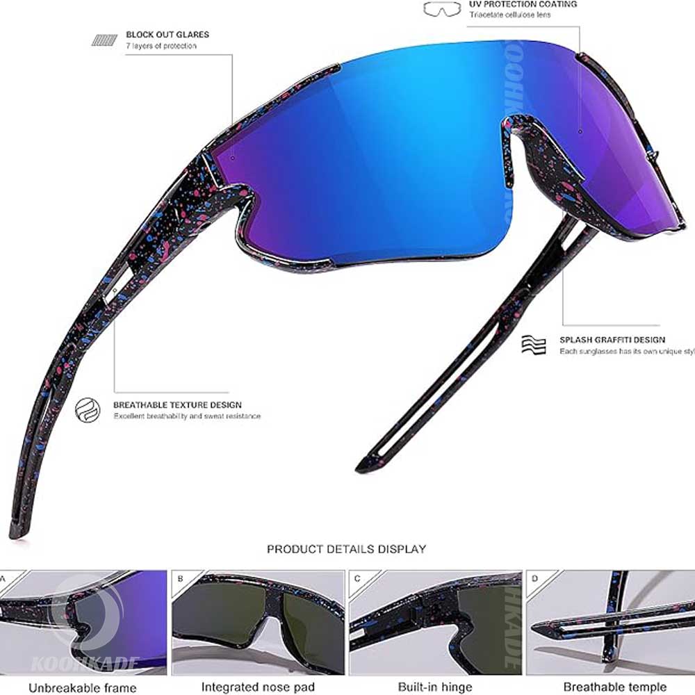 عینک ورزشی GALAXY OEM 9008| عینک دوچرخهسواری حرفهای | عینک ورزشی پلاریزه | عینک UV400 | عینک لنز پلیکربنات | عینک فریم TR90 | عینک مناسب آقایان و بانوان