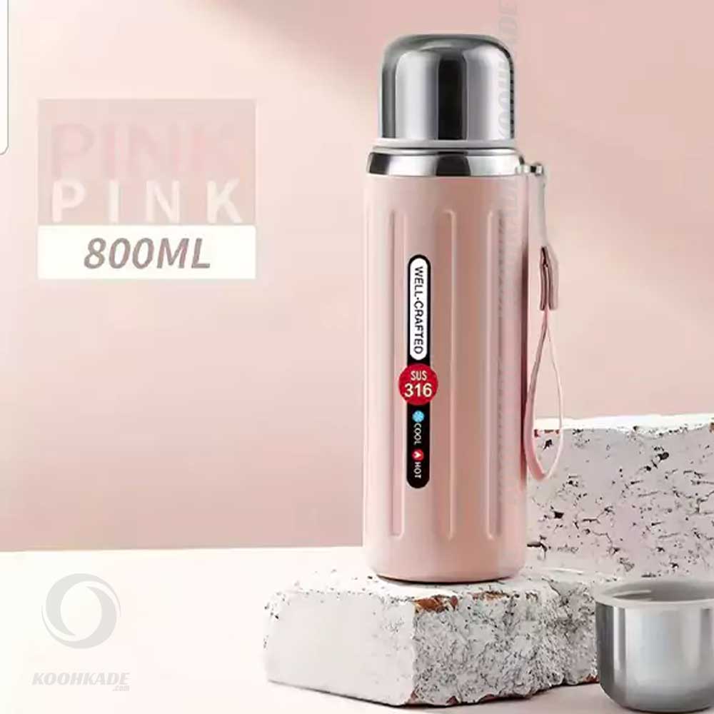 فلاسک HOT & COOL حجم 800 میلی لیتر|فلاسک استیل |فلاسک مسافرتی |فلاسک نوشیدنی گرم و سرد |ماگ قهوه | لیوان کمپینگ و کوهنوردی